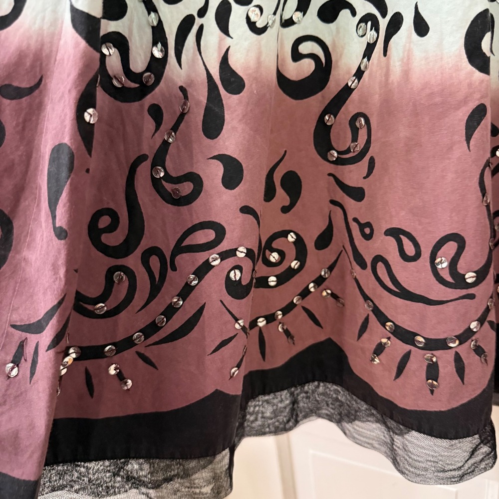 Citicraze Circle Skirt Y2K XL Cotton Boho‎ Ombre Sequin Embellished Hem Festival - Picture 3 of 4
